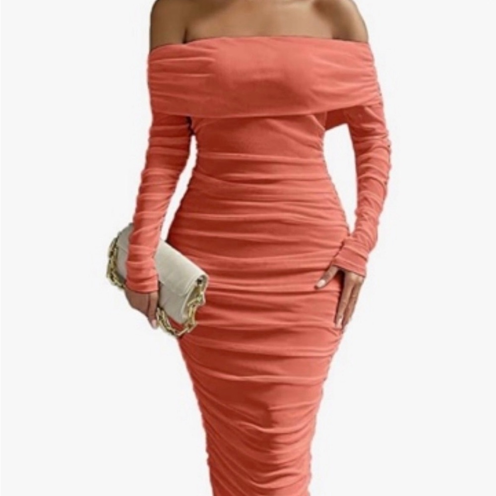 Women's One Shoulder Sleeveless Mesh Ruched Midi Bodycon Dress